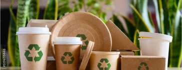 Recycled packaging for coffee and takeaway food.