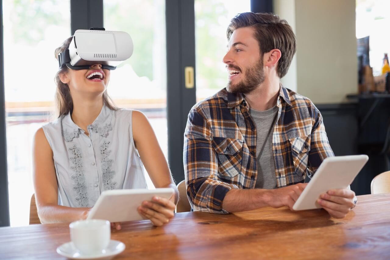 New technology virtual reality restaurant demonstration