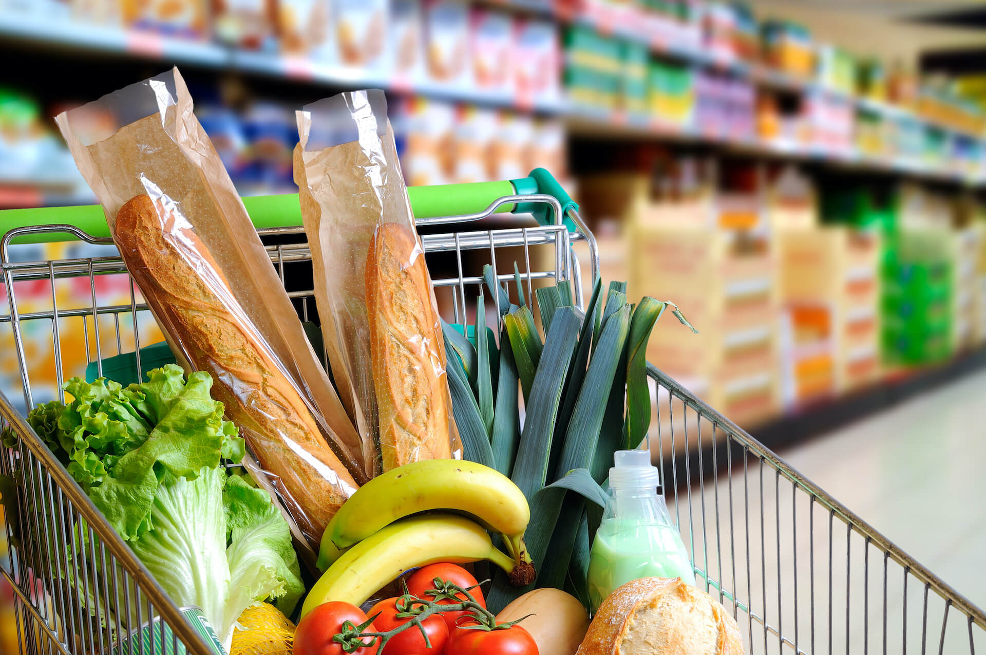 Groceries in food trolley