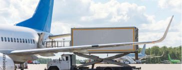 Container being loaded onto aeroplane