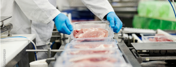 Handling meat packages ready for supply