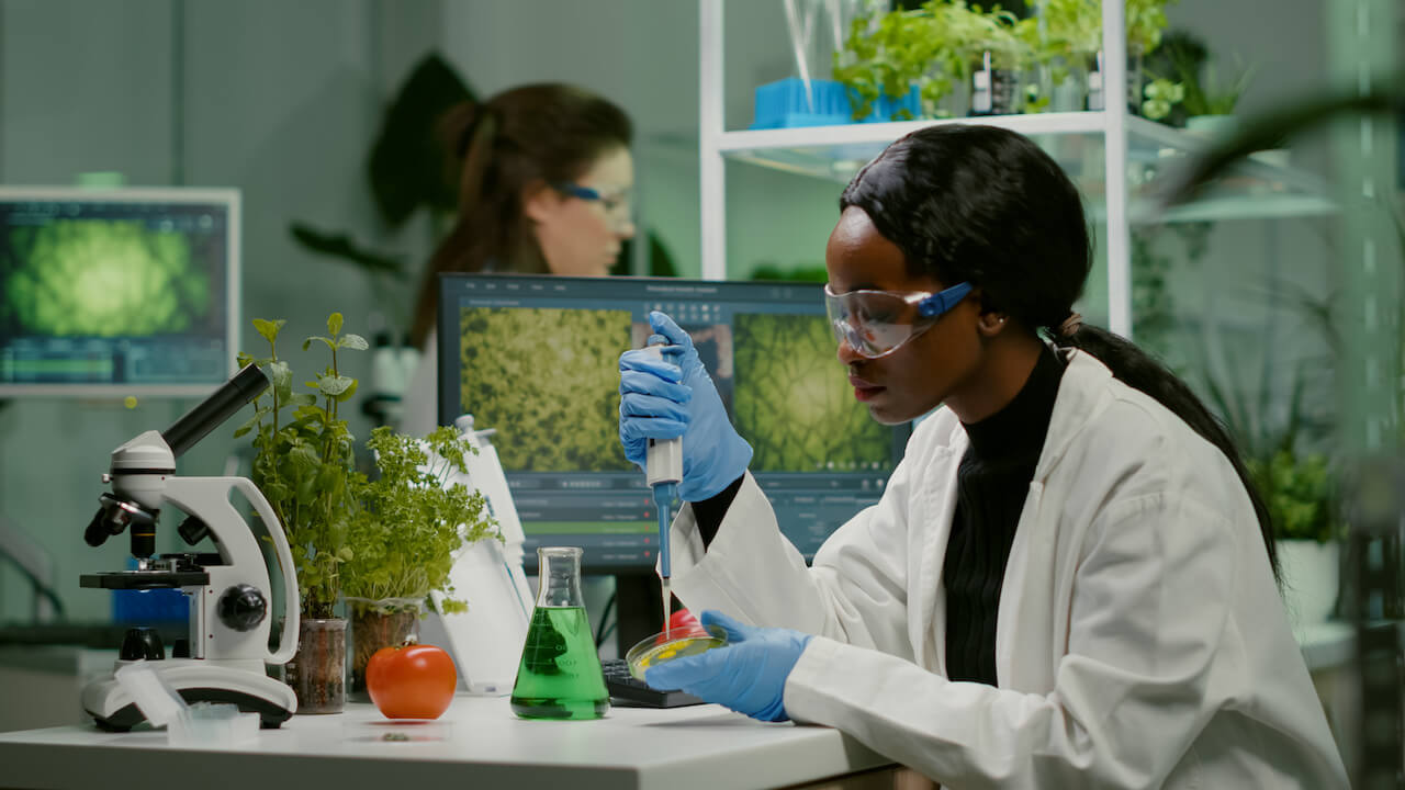 Scientists testing in laboratory